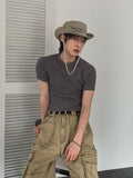 Snug slim ribbed short sleeves