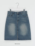 Sapney Incision Denim Midi Skirt