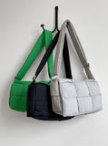 [With Pouch] Pulson Square Grid Padding Nylon Square Shoulder Cross Bag