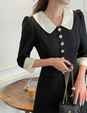 Roabi collar two-tone tweed A-line mini one piece