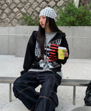 Land Stars and Stripes Two-Way Semi-Crop Hooded Zip-Up