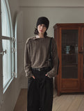 Tony snap stripe fur knitwear
