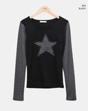Emu Star Patch Striped Long Sleeve T-shirt