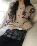 Karim Rose Flower Knit Cardigan