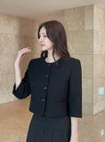 Luman Three Quarter Crop Tweed Jacket