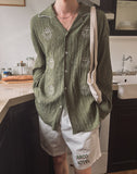 Sunny embroidery wrinkle shirt