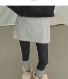 Soft Fur Fluffy Back Banding Mini Skirt