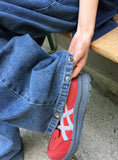 Hamir Side Button Denim Wide Pants