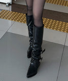Unfold Leather Knee High Boots