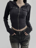 Finney ribbed hood zip-up