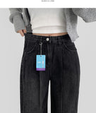 Pin Tuck Banding Casual Long Wide Washing Denim Pants