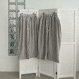 Stripe Loose Fit Folding Wide Banding Seersucker Pants