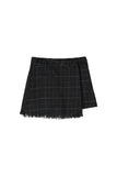 Roses Check Fringing Short Skirt