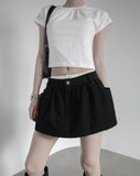 Double-waisted sagging mini skirt