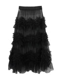 Buffle see-through frill tiered skirt