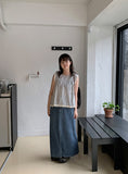 Delg Summer Slit Denim Long Skirt
