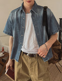 Cray Crop Short Sleeve Denim Shirt