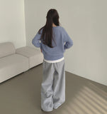 V-Neck Shirring Loose Fit Daily Knit