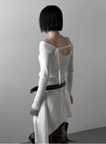 Ribbed Backless V-Neck Knit