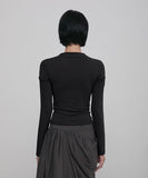 Asymmetrical Draped Mock Neck