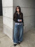 Andy Roll-Up Wide Washing Denim Pants