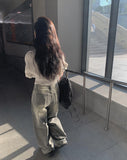 Renpi washed wide denim pants