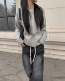Fron shoulder slit knit