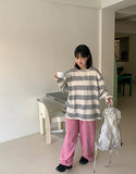 Chopin stripe collar long sleeve tee