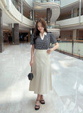 Heden Open Collar Stripe Puff Short Sleeve T-shirt