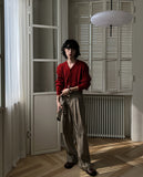 Falling belted wide slacks