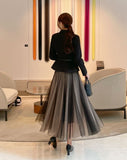 Meryl Banding Two-Tone Double Tulle Skirt