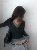 Mars Color Matching Double Button V-Neck Knit