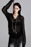 Hooded Eyelet Knitwear
