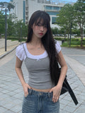 [Fake Layered] Sund Ribbon Sleeveless Layered Puff Short Sleeve T-Shirt