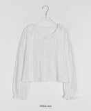 Melke Round Pin Tuck Frill Crop Blouse