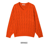 [U-BASIC] Hina V-neck Cable Knit