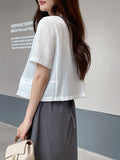 Koren V-neck Linen Short Sleeve Jacket