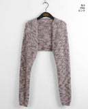 Raquel two-tone rainbow color matching bokashi angora knit bolero cardigan