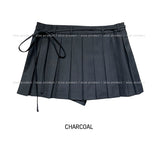 micro pleats strap skirt pants