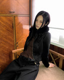 Tmin Shibori Buckle High Neck Fur Lining Short Mustang