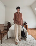 Coz pin tuck half banding wide slacks