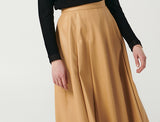 Fox Leather Long Pleated Skirt