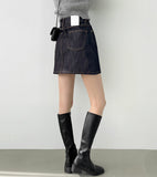 Body Shape Cover Stitch Raw Casual Mini Skirt