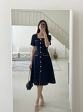 Nello Tweed Color Matching Short Sleeve One Piece