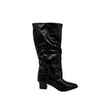 Double Buckle Shirred Stiletto Long Boots