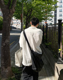 Linen s s open collar short sleeve shirt