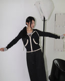 Esha Lace Color Matching Two-Way Knit Hood Zip-Up