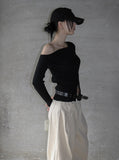 Garrett Unbalanced Button Long Sleeve Knit
