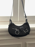 Tapa Leather Ring Hobo Shoulder Bag