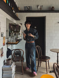 Combed fabric washed wide denim